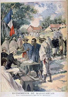 Oswaldo Prints: Enlisting Natives on the Island of La Reunion, 1895. Artist: Oswaldo Tofani