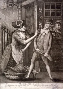 The enraged macaroni, 1773. Artist: Philip Dawe