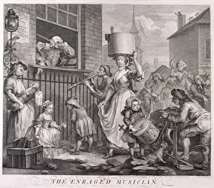 Drum Prints: The Enraged Musician, 1741. Artist: William Hogarth