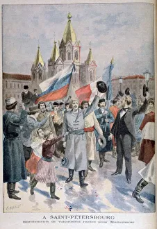 Oswaldo Prints: Enrolment of Russian volunteers for Madagascar, St Petersburg, 1895. Artist: F Meaulle