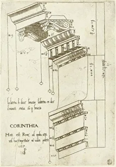 Entablature from the Basilica Ulpia, Rome, 1537. Creator: Master PS