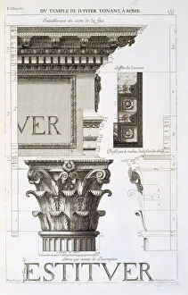 Carvings Prints: Entablature, capital and inscription from the Temple of Jupiter Tonans (The Thunderer)