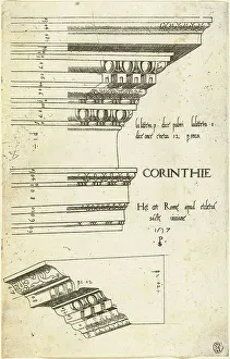 Corinthian Prints: Entablature from the Church of Saint Bibiana, Rome, 1537. Creator: Master PS
