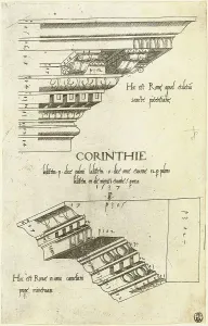 Entablatures from Santa Pudenziana and the Arch of Camigliano, Rome, 1537. Creator: Master PS