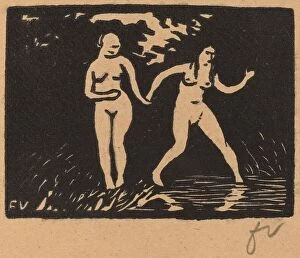 Lix Edouard Vallotton Gallery: Entering the Water (L entrée dans l eau), 1893. Creator: Félix Vallotton