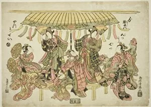 Shamisen Gallery: Entertainers, c. 1764. Creator: Torii Kiyomitsu