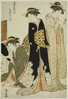 Hand Mirror Prints: Entertainers of the Tachibana, from the series A Collection of Contemporary Beauties of