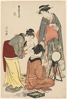 Entertainers of the Tachibana, from the series A Collection of Contemporary Beauties of... c.1782. Creator: Torii Kiyonaga