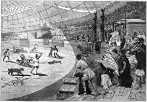 Bloodthirsty Gallery: Entertainment in a Roman arena, 1882-1884.Artist: Spex