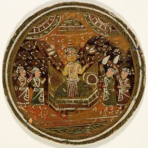 Playing Card Prints: Enthroned and Crowned Buddha Holding Lotuses