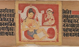 Enthroned Four-armed Bodhisattva, Leaf from...Pancavimsatisahasrika Prajnaparamita