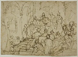 Enthroned King with Attendants, n.d. Creator: Domenico Cresti