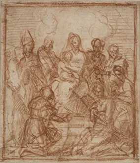Enthroned Madonna with Child and eight saints (Composition study), 1528 Enthroned Madonna with Child and eight saints (Composition study), 1528