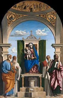 Apostle Paul Gallery: Enthroned Madonna with Child and Saints Peter, Romuald, Benedict and Paul, ca 1595
