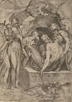 Etching On Laid Paper Gallery: The Entombment, 1515-1573. Creator: Battista del Moro
