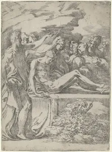 Entombment Prints: The Entombment, c. 1530. Creator: Parmigianino