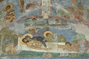 Ancient Russian Frescos Gallery: The Entombment of Christ, 12th century. Artist: Ancient Russian frescos