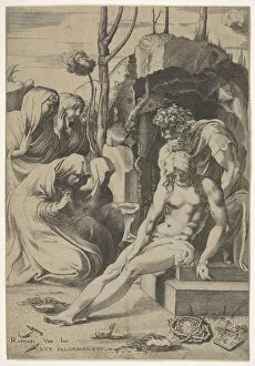 Antonio Collection: Entombment of Christ, whose chest is grasped by Joseph of Arimathea