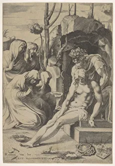 Antonio Collection: Entombment of Christ, whose chest is grasped by Joseph of Arimathea