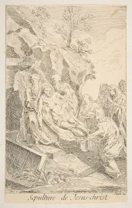 Jacques Gabriel Prints: Entombment of Christ. n. d. Creators: Claude Gillot, Jacques Gabriel Huquier