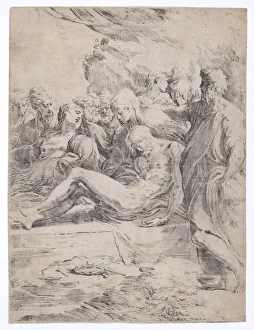 Girolamo Fran Prints: Entombment Facing Left, 1529-1530. 1529-1530. Creator: Parmigianino