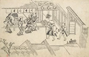 Hishikawa Moronobu Gallery: The Entrance to Ageya-machi, from the series Scenes in the Yoshiwara (Yoshiwara no tei)... 1681-84