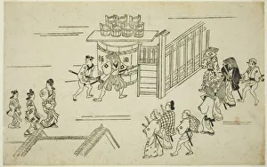 Buckets Prints: Entrance to Ageyacho, from the series The Appearance of Yoshiwara, c. 1681 / 84