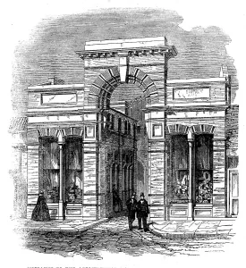 Brickwork Prints: Entrance to the Agricultural Hall from High-street, Islington, 1862. Creator: Unknown