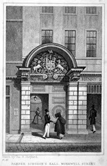 Barber Surgeon Gallery: Entrance to Barber Surgeons Hall, City of London, 1830. Artist: John Greig