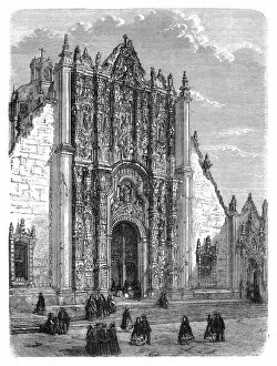 Entrance to the Cathedral of Mexico City, late 19th century