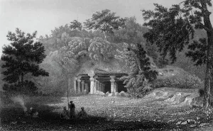 Roberts Emma Prints: Entrance to the Cave of Elephanta, 1835. Creator: William Purser
