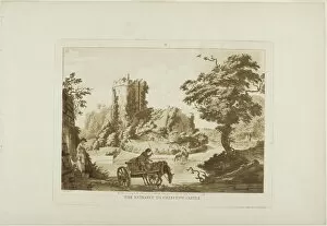 Aquatintaquatint On Cream Laid Paper Gallery: The Entrance to Chepstow Castle, 1776. Creator: Paul Sandby