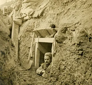 Dug Out Prints: Entrance to a dug-out shelter, c1914-c1918