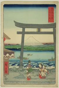 Entrance To Enoshima in Sagami Province (Sagami Enoshima iriguchi), from the series... 1858. Creator: Ando Hiroshige