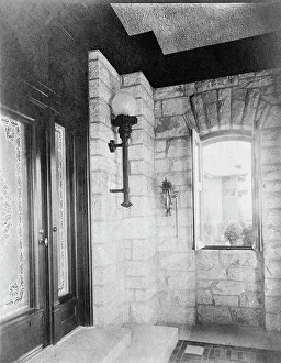 Masonry Prints: Entrance with etched glass door at left