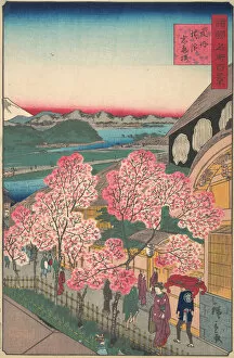 Cherry Trees Collection: Entrance to the Gankiro Tea House in the Miyozaki District, Yokohama, Bushu, 3rd month, 1859