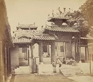 Entrance to the Five Genii Temple, Canton, April 1860, 1860. Creator: Felice Beato