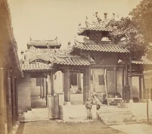 Canton Canton China Prints: Entrance to the Five Genii Temple, Canton, April 1860, 1860. Creator: Felice Beato