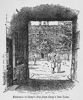 Fj Rowbotham Prints: Entrance to Grays Inn from Grays Inn Lane, c1918