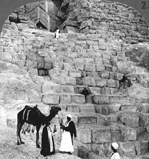Breasted Collection: Entrance to the Great Pyramid of Giza, Egypt, 1905.Artist: Underwood & Underwood