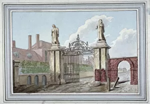 Almshouse Gallery: Entrance to the Haberdashers Almshouses in Pitfield Street, Shoreditch, London, c1830