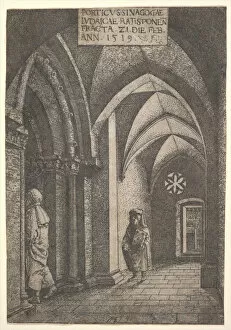 Vaulted Ceiling Gallery: The Entrance Hall of the Regensburg Synagogue, 1519. Creator: Albrecht Altdorfer