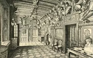 Abbotsford Gallery: The Entrance-Hall. - Along the Wall are Many Suits of Old Armor. 1882
