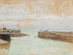 Harbour Wall Prints: Entrance to the Harbour at St Valery en Caux, 1907. Creator: Jozef Pankiewicz