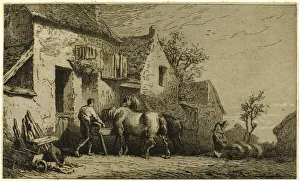 Entrance to an Inn, with Stable Boy, 1850. Creator: Charles Emile Jacque