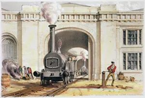 Railway Track Prints: Entrance to the locomotive engine house, Camden Town, London, 1839