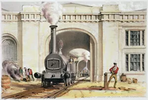 Train Collection: Entrance to the locomotive engine house, Camden Town, London, 1839
