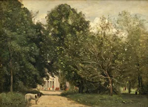 J Corot Prints: The Entrance to M. Dubuisson's Villa at Brunoy