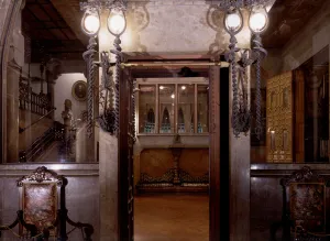 Antoni Gallery: Entrance to the main hall and chapel on the right side of the Güell Palace, 1886-1890