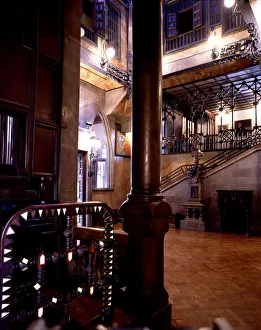 Antoni Gallery: Entrance to the main hall of the Güell Palace, from the corridor that links